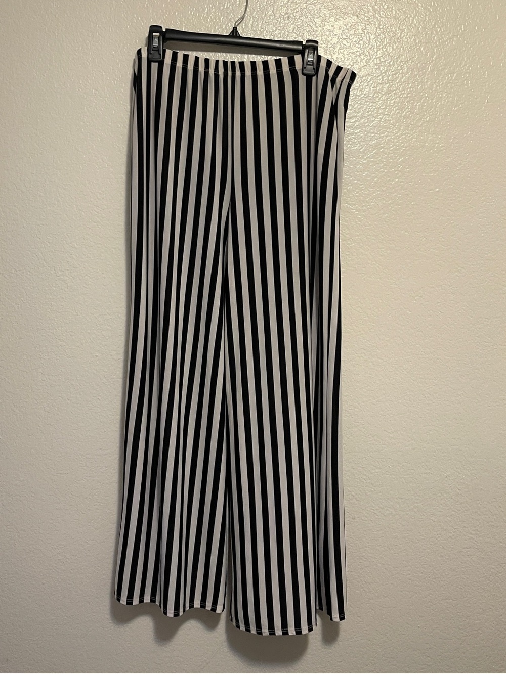 Drama Gold Women's XL Black White Striped Wide Leg Pull-On Palazzo Pants USA